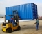 SK-storage containers-blue-ISO sea lock, on forklift
