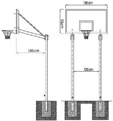 Zostava basketbalovej konštrukcie - dvojstĺpová