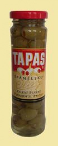 Zelené olivy s červenou paprikou 142g