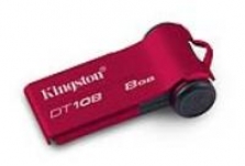 Kingston DataTraveler 108 8GB USB 2.0 flashdisk, hliníkový kryt, uDrive SW,červ.