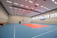 2017: Tělocvična ZŠ O. Nedbala, Č. Budějovice. PU litá podlaha Stobigym 7+2 mm na dvojitém pružném dřevěném roštu, 902,3 m2