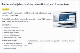 Tvorba webových stránek na míru – firemní web / prezentace