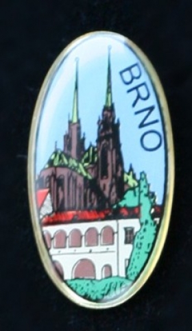 Odznak s malovaným motivem Brna