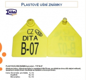 Plastové ušní známky pro skot B-07