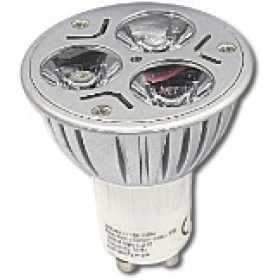 LED úsporná žárovka 3LED, GU10, bodová, teplá bílá 3W 