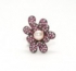Květinový prsten s růžovými krystaly Swarovski a růžovou perlou ve stylu Chanel  