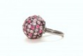 Prsten Disco koule s růžovými krystalky Swarovski  