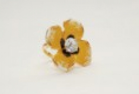 Žlutý květinový prsten s krystalem Swarovski  