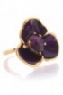 Malý květinový prsten s krystalem Swarovski - purpurový  