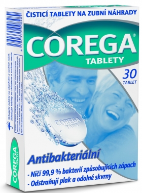 Antibakteriální tablety na zubní náhrady Corega 30 ks