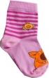 Ponožky kojenecké růžové s pruhy, obrázek Liška s kuřátky