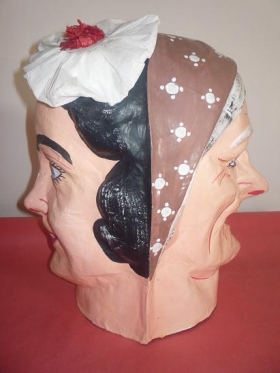 papírová maska - hlava ženy