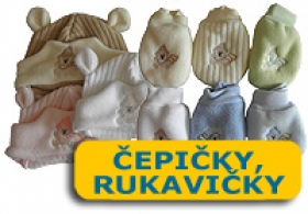 Čepičky a rukavičky pro kojence