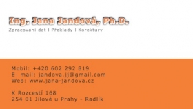 Ing. Jana Jandová, Ph.D.  – překlady, korektury, přepisy
