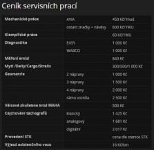 Ceník servisních prací